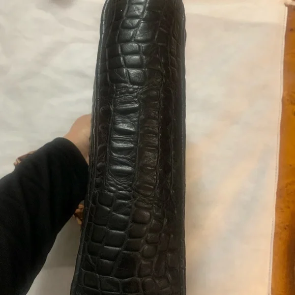 Lanvin Black Crocodile-Embossed Shoulder Bag - Picture 6 of 15